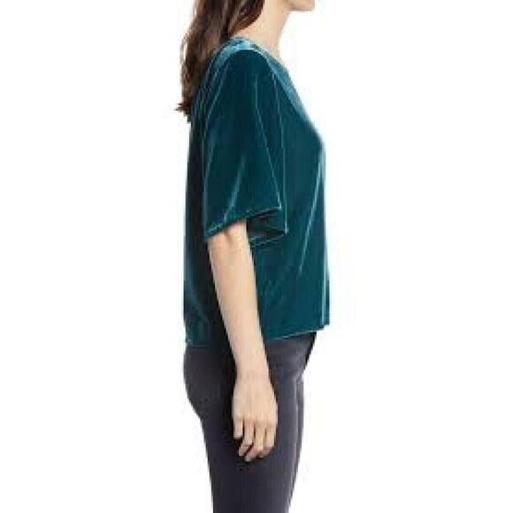 Chelsea28 Women's Drapey Velvet Crewneck Top In Green Ponderosa Medium MSRP $49 - Picture 3 of 5